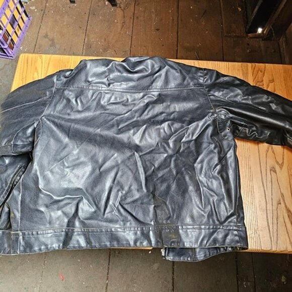 Brave Soul Motorcycle Jacket Mens Size XL Black Leather Long Sleeve Front Zipper - Picture 4 of 5